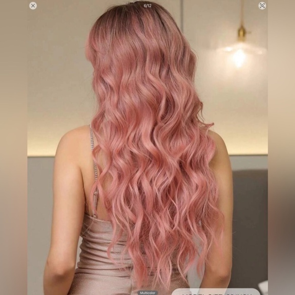 ✨NWT 26 Inch Butterfly Haircut Synthetic Wig ombré pink - Picture 5 of 9
